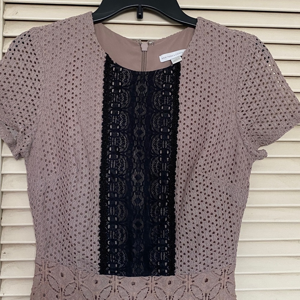 Lace Dress with Black Accent